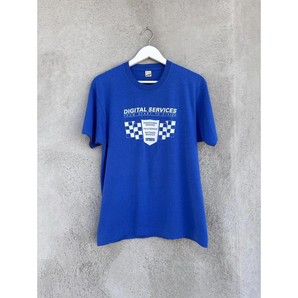 Vintage 1980s Digital Services T-shirt Large Screen Stars Tech Tee Single Stitch